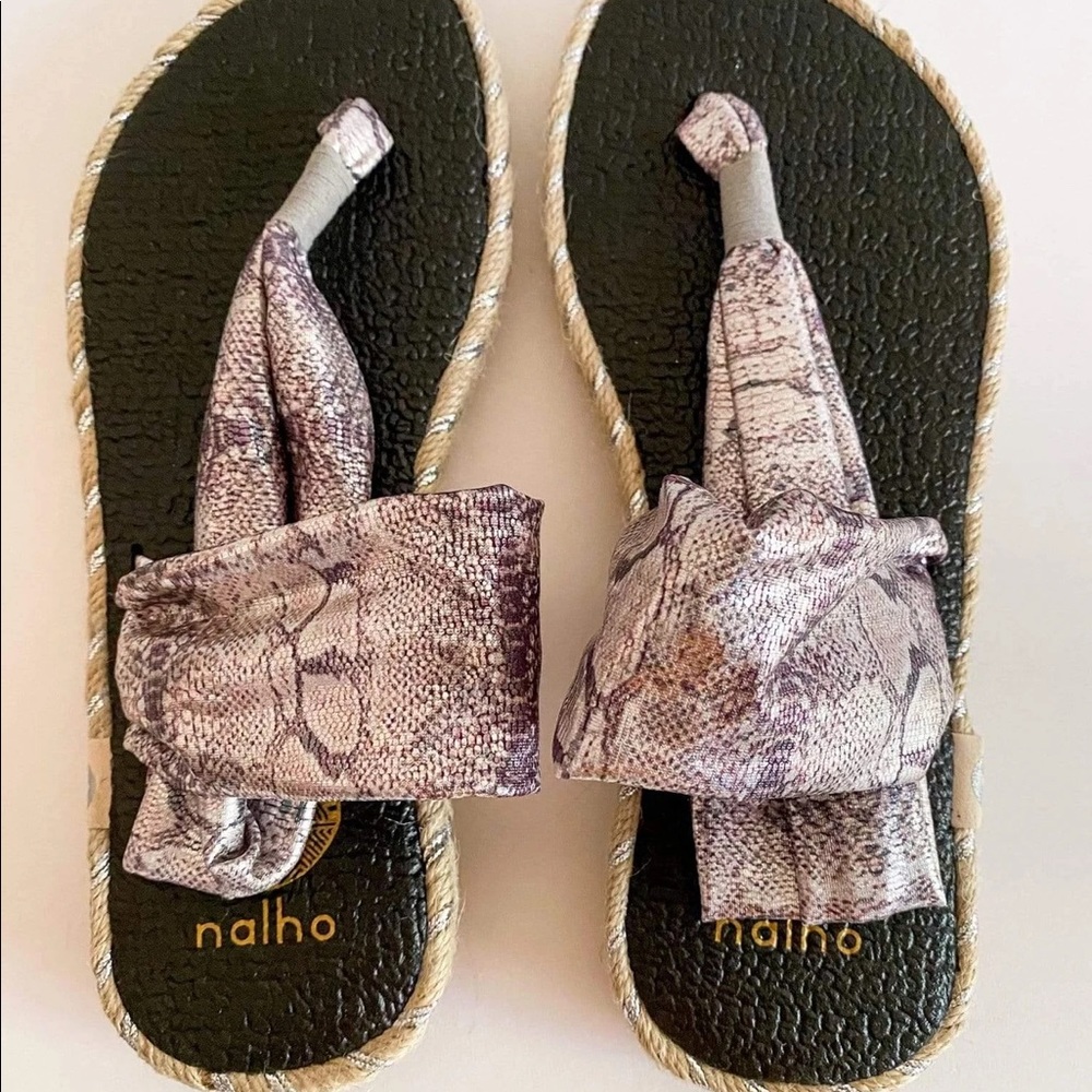 Nalho Ganika Yoga Espadrille Boho Style Sandals Silver Snake